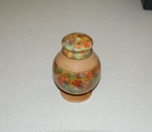 Decorated lidded pot by Ted Hogben